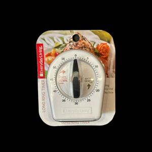 Everyday Living White Long Ring 60 Min Kitchen Timer  - New